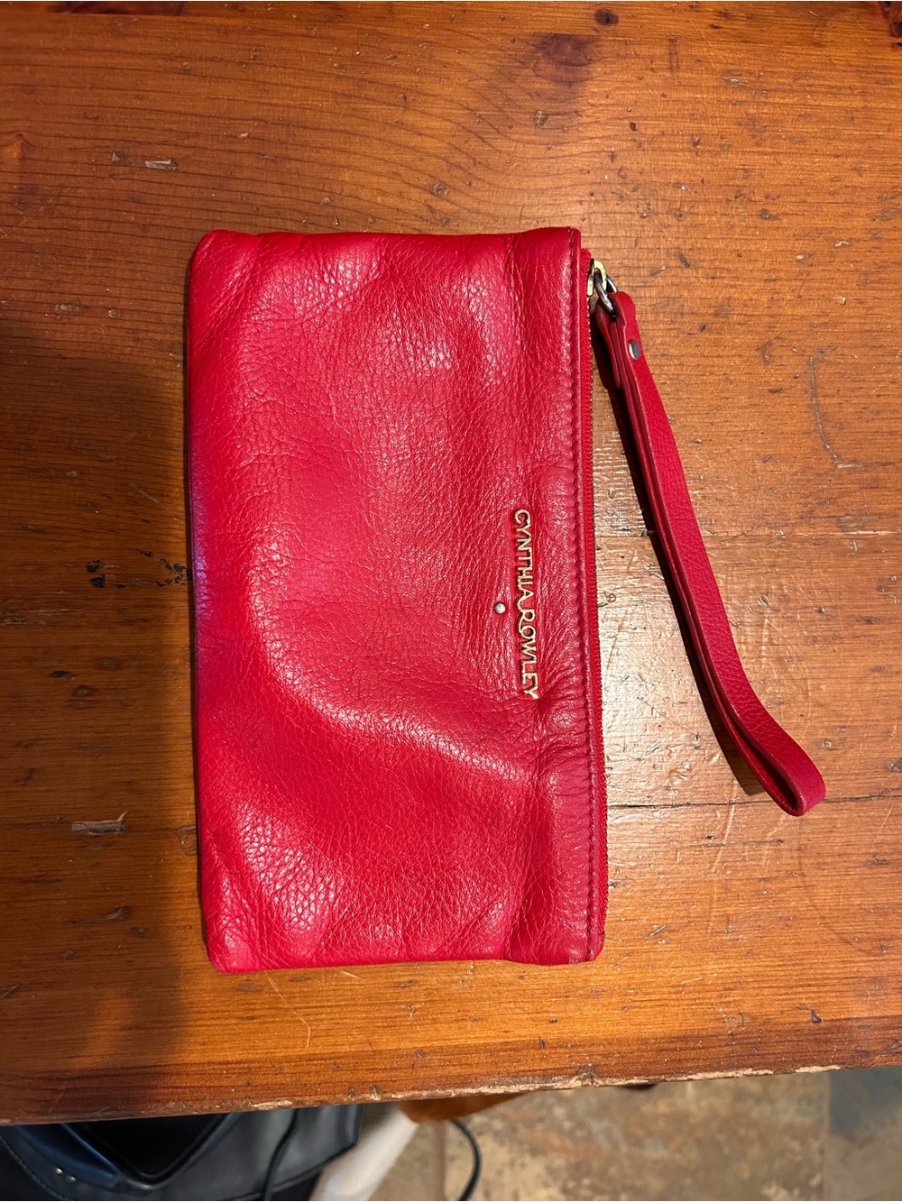 Cynthia Rowley Bright Red Leather Wristlet with Strap